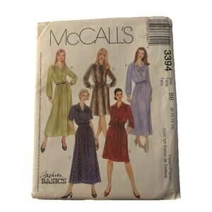 McCall's Pattern 3394 Misses Petite Dress 2 Lengths Elastic Waist Size BB 8-14